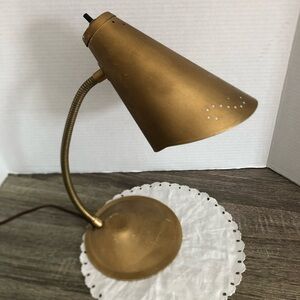 Vtg MCM Gooseneck Lamp with Perforated Shade